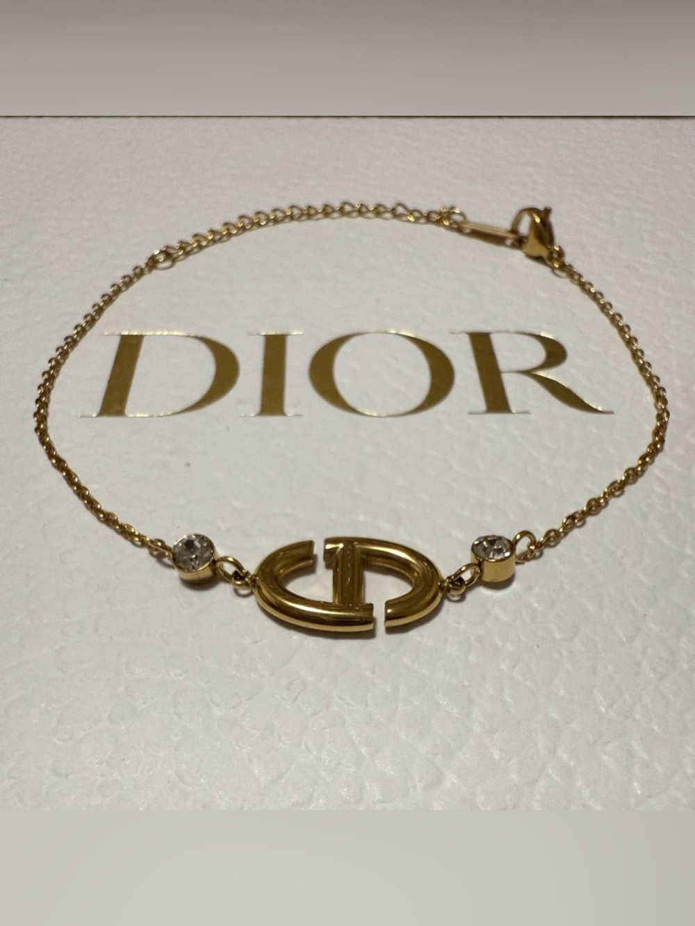 Goldplated 18k Stainless Steel Goldtone Chain Bracelet with Clear Crystals